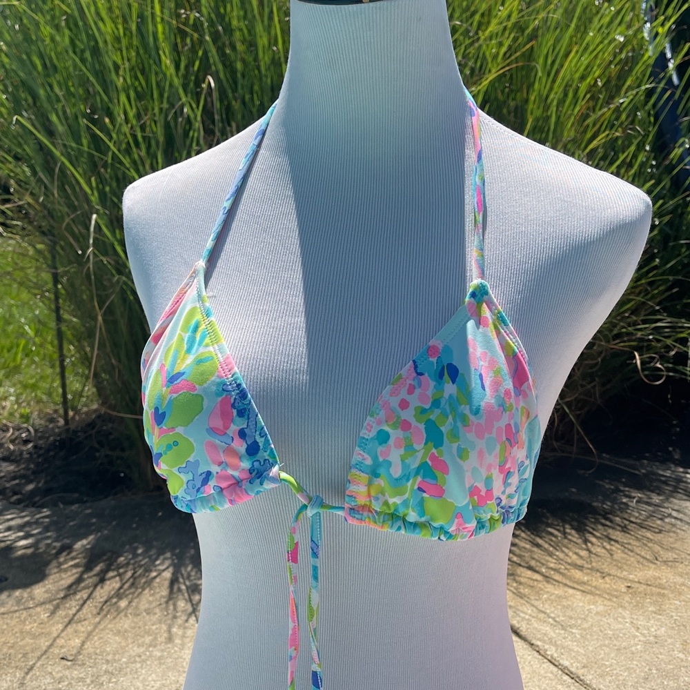 Lilly Pulitzer triangle string Multicolor Bikini Top size 8